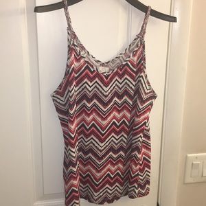 Red, white, and blue zig-zag tank top